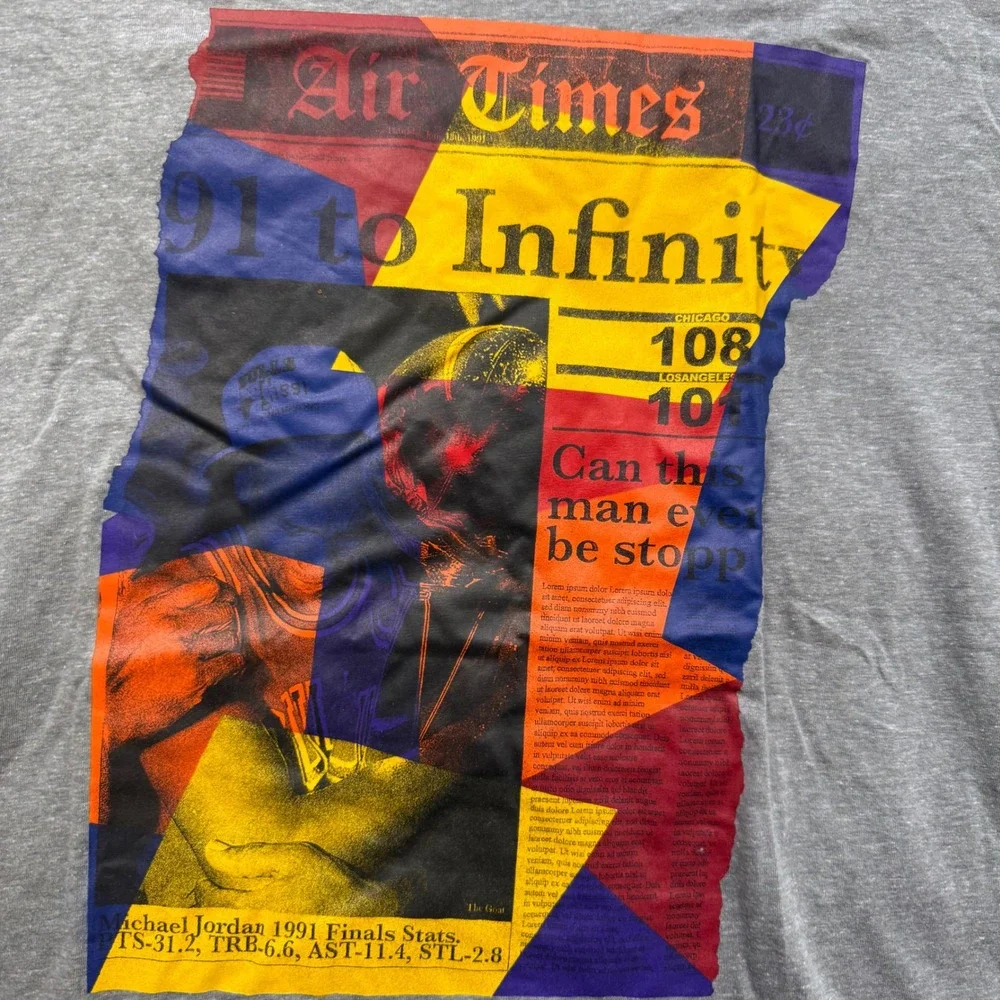 Jordan Mens Air Times 91 to Infinity Graphic T-Shirt Grey BQ5582-091 XL NWT